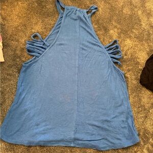 Blue Tank Top with Anchor and straps and the side